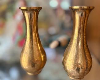 Pair of brass bud vases