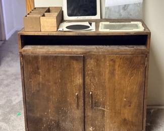 Antique wood cabinet commode