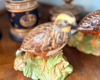 Porcelain quail bird figurine