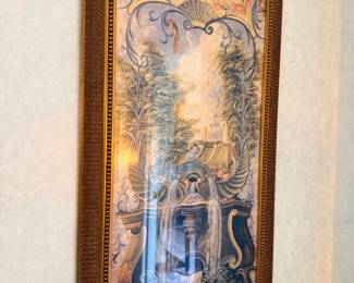Framed decorative print in gilt frame