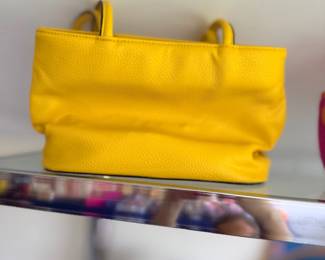 Yellow leather handbag tote