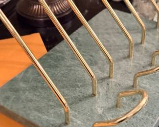 Brass toast rack on marble base