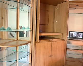 Lighted wood display curio cabinet