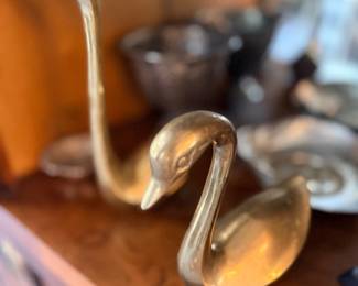 Brass swan figurine