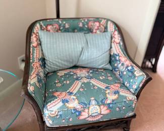 Floral upholstered accent armchair