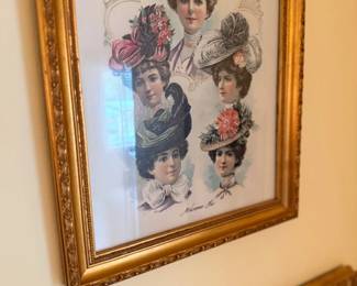 Framed Victorian ladies in hats print