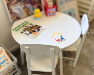 Child's white table and chairs