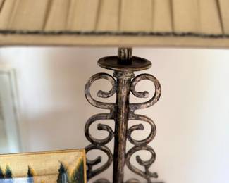 Wrought iron scrolled table lamp