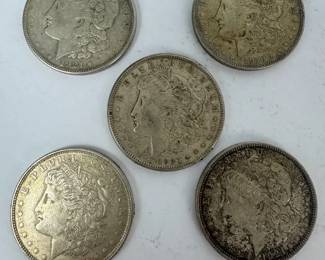 1921 Morgan Silver Dollar Lot 5 Coins 90 Silver US $1 Coins 133g Total Lot 35