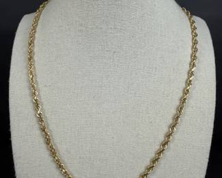 14K Solid Gold Rope Chain Necklace 18.68 grams