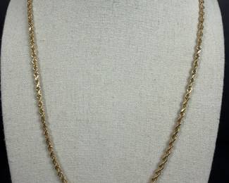14K Gold Rope Chain Necklace 15.25g
