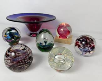 Art Glass Paperweights  Centerpiece Bowl, Hand Blown