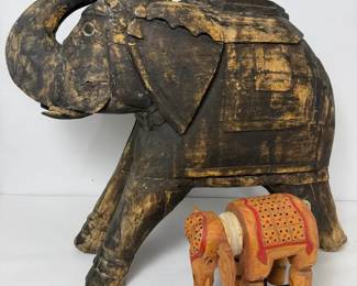 Vintage HandCarved Elephant Figures