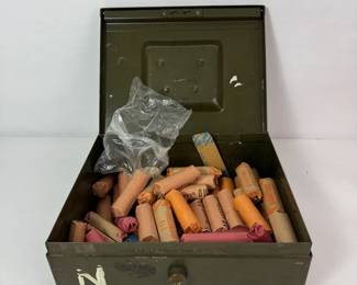 Mystery Coin Roll Hoard Lot in Metal Lock Box Quarters Dimes Nickels Pennies