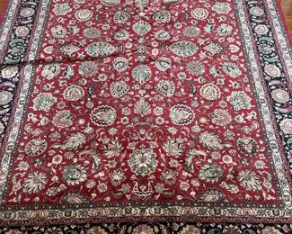 Large Vintage Persian Style Area Rug with Dense Floral Field and Decorative Border