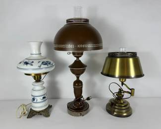 Trio of Table Lamps with Ceramic, Metal, and Brass Finishes