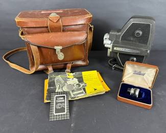 Bell  Howell 240 16mm Movie Camera with Leather Case and Accessories