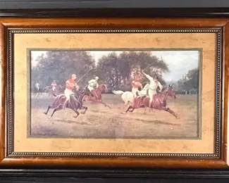 Equestrian Polo Scene Framed Print After Heywood Hardy Style