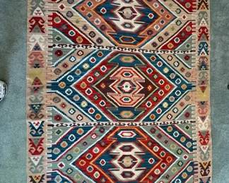 Southwestern Woven Rug, Macrame Owl Wall Hanging, Fiber Art Decor Lot 4pc