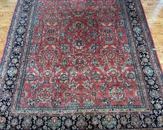 Persian Style Runner Rug with Dense Floral Pattern and Dark Border
