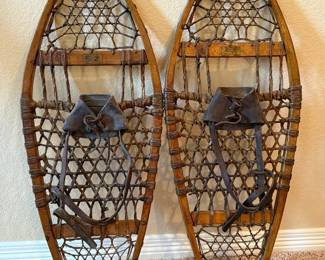 Snocraft Wooden Snowshoes with Rawhide Lacing and Leather Bindings