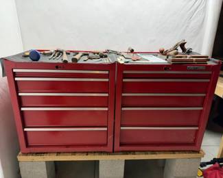 Craftsman Red Metal Tool Chest Set w Vintage Hand Tools  Planes