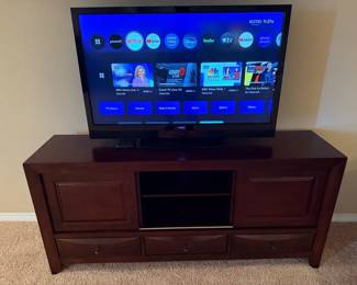 VIZIO TV, Xfinity Xumo Box  Wooden Media Console