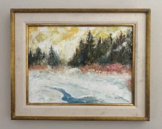 Winter Landscape Oil Painting, Signed S. Toscano, Impressionist Art
