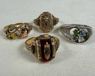 Vintage 10K Gold Rings Group Black Hills Class Ring Mothers Ring White Gold