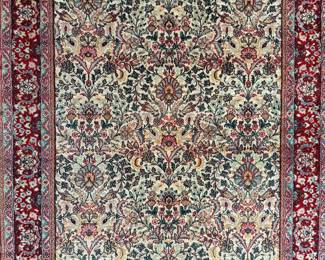 Persian Style Floral Area Rug with Intricate Allover Garden Design and Fringe