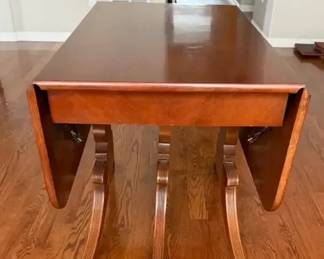 Solid Wood DropLeaf Dining Table with Double Pedestal Base