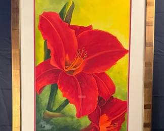 Large Red Lily Floral Print Framed, Art of the Rockies Gallery