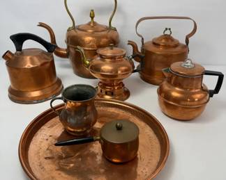 Large Copper Tea Kettle Set Tray Teapot Pot Pour Over