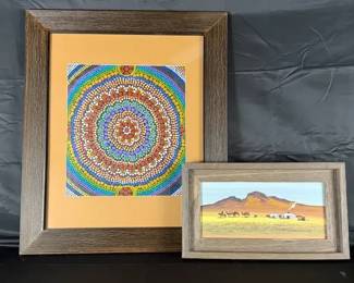 Nola Nungala Gibson Aboriginal Art  Framed Desert Scene Painting