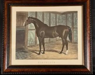 Blacklock Thoroughbred Horse Print Framed Aspen Creek Gallery 22x25 Vintage
