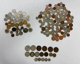 Canada  Great Britain Coin Lot Vintage Pennies Half Crown Florin Silver Tone