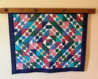 Handcrafted Quilted Wall Hangings with Geometric and Fan Block Patterns