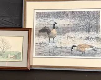 Raymond Bole Winter on the Lake Goose Print Signed  Numbered
