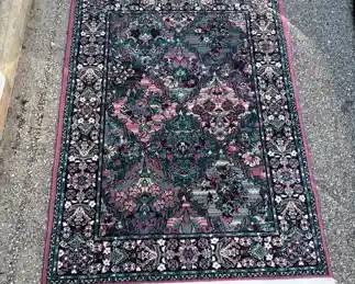 Mauve Green Area Rug 4 x 6 Vintage 90s