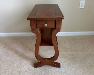 Vintage Wooden Side Table With Drawer and Bottom Shelf