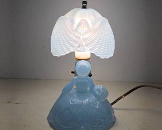 Blue Glass Electric Table Lamp