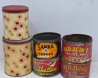 Vintage Coffee Tins With Advertising Designs