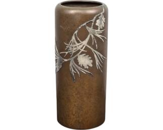 Heintz Sterling Silver on Bronze Vase