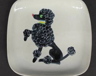 50's Glidden Ceramic Black Poodle Plate