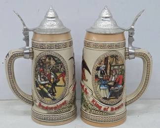 Anheuser-Busch Ceramic Steins With Pewter Lids