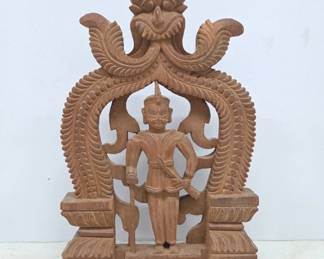 Hand-Carved Wood Thai Warrior Figure