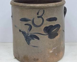 1800’s 3 Gal Stoneware Crock with Blue Design