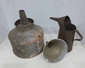 Vintage Metal Oil and Liquid Funnels