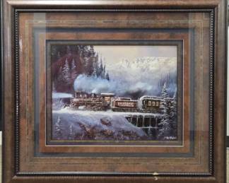 Ted Blaylock Framed Locomotive Train Artwork