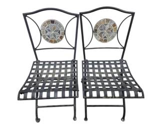 Metal Foldable Chairs with Mosaic Backs